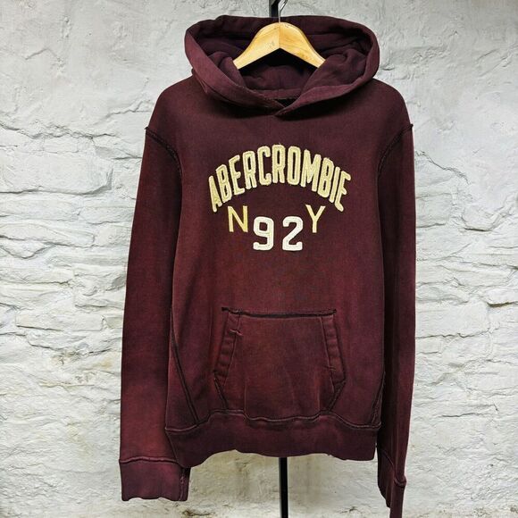 Vintage Distressed Faded Abercrombie & Fitch 92 Heavyweight Hoodie Sweatshirt - Picture 1 of 9